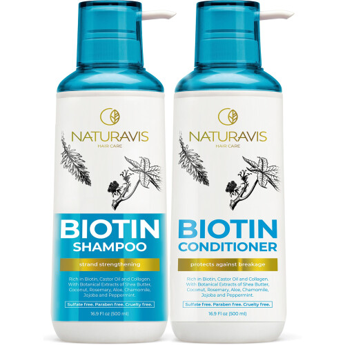 Σετ Σαμπουάν και Μαλακτικού Biotin με Καστορέλαιο - Χωρίς Θειικά για Πυκνότητα