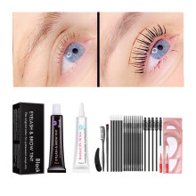 Schwarzes Wimpernfrbe-Set, Keratin-Schwarz-Wimpernfrbemittel und Augenbrauen-Tnung, 6 Wochen voluminser Brauen-Tnungs-Look fr Wimperndauerwelle