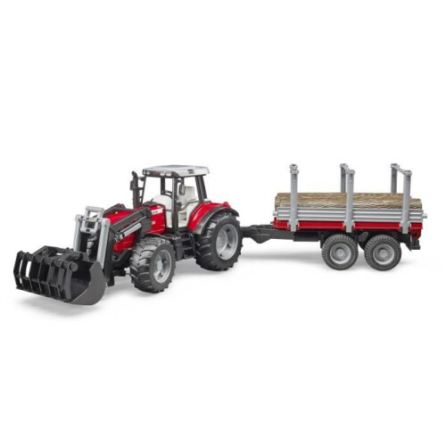 Bruder Bruder 1:16 Massey Ferguson 7480 with frontloader and timber trailer – Construction Loader Model 1
