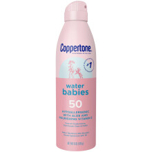 Coppertone WaterBabies Sunscreen Quick Cover Lotion Spray Broad Spectrum SPF 50 (6 Ounce) (Packaging may vary)