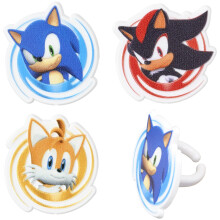 DecoPac Sonic the Hedgehog Rings  Cupcake Decorations Featuring Sonic  Tails  and Shadow - 24 Pack