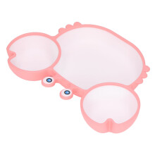 Pink Crab Saugnapf-Teller mit Silikongeteiltem Boden, 16x23cm, geeignet für Kinder ab 6 Monaten