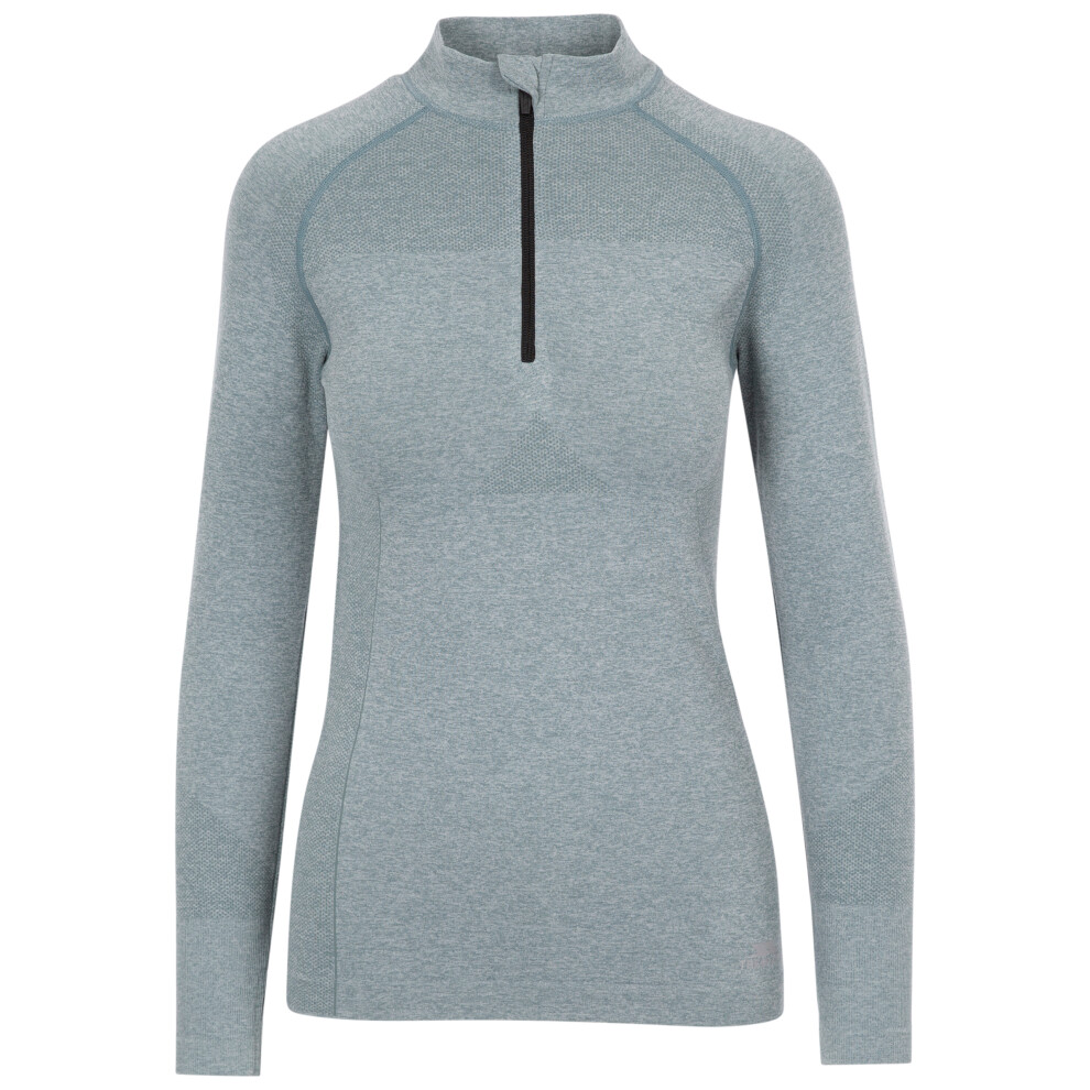 (18, Teal Mist) Trespass Womens 1/2 Zip Seamless Active Top Pelina-image-OPC-PFFZFFK-NEW