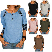 Light Blue Women's Long Sleeve Casual Tunic Top, Size M