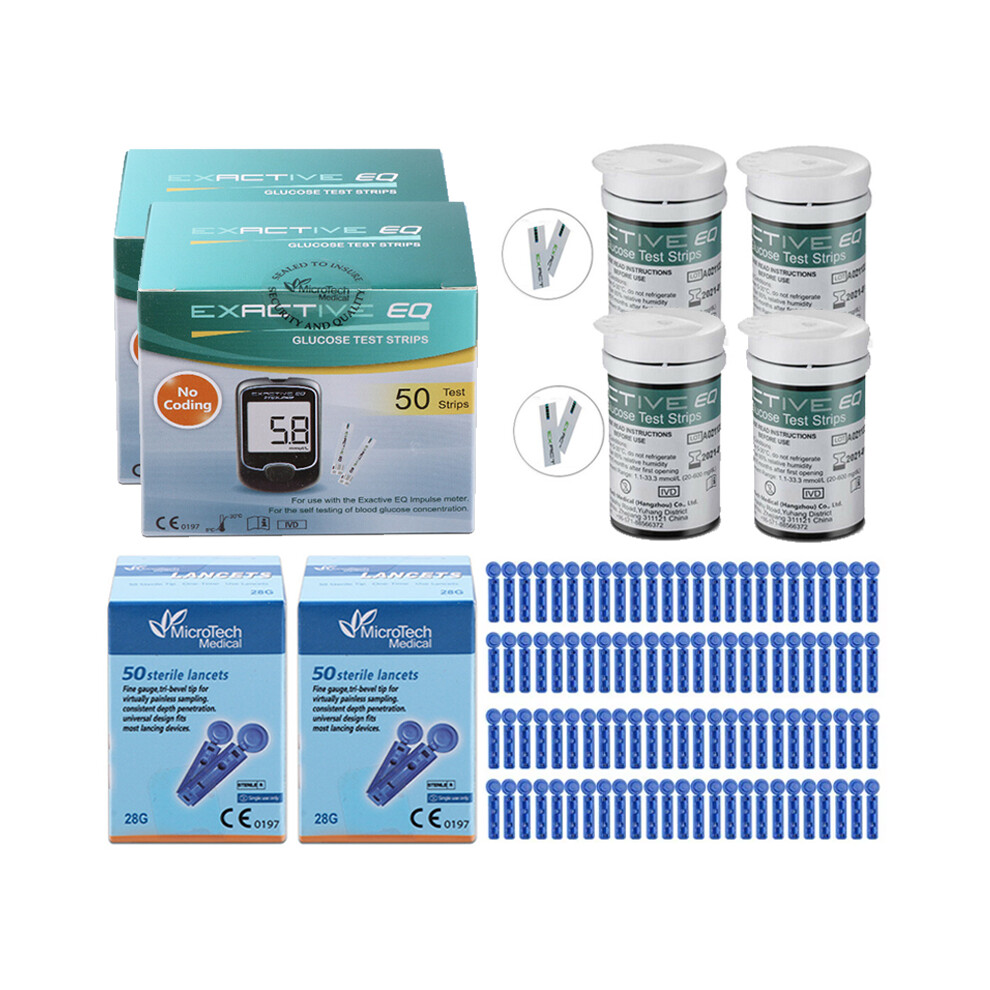 Stoyotu (100 Test Strips + 100 Lancets) Blood Glucose Test Strips For Exactive Eq Diabetes