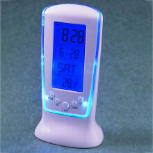 Mini ABS-Schalen-Wecker mit blauer Hintergrundbeleuchtung, Temperaturanzeige, 510