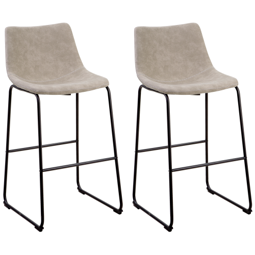 Beliani Set of 2 Bar Chairs FRANKS Beige
