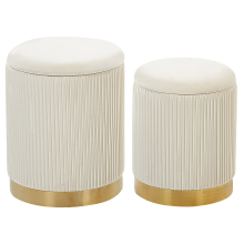 Set of 2 Storage Pouffes MIRAMAR Velvet White