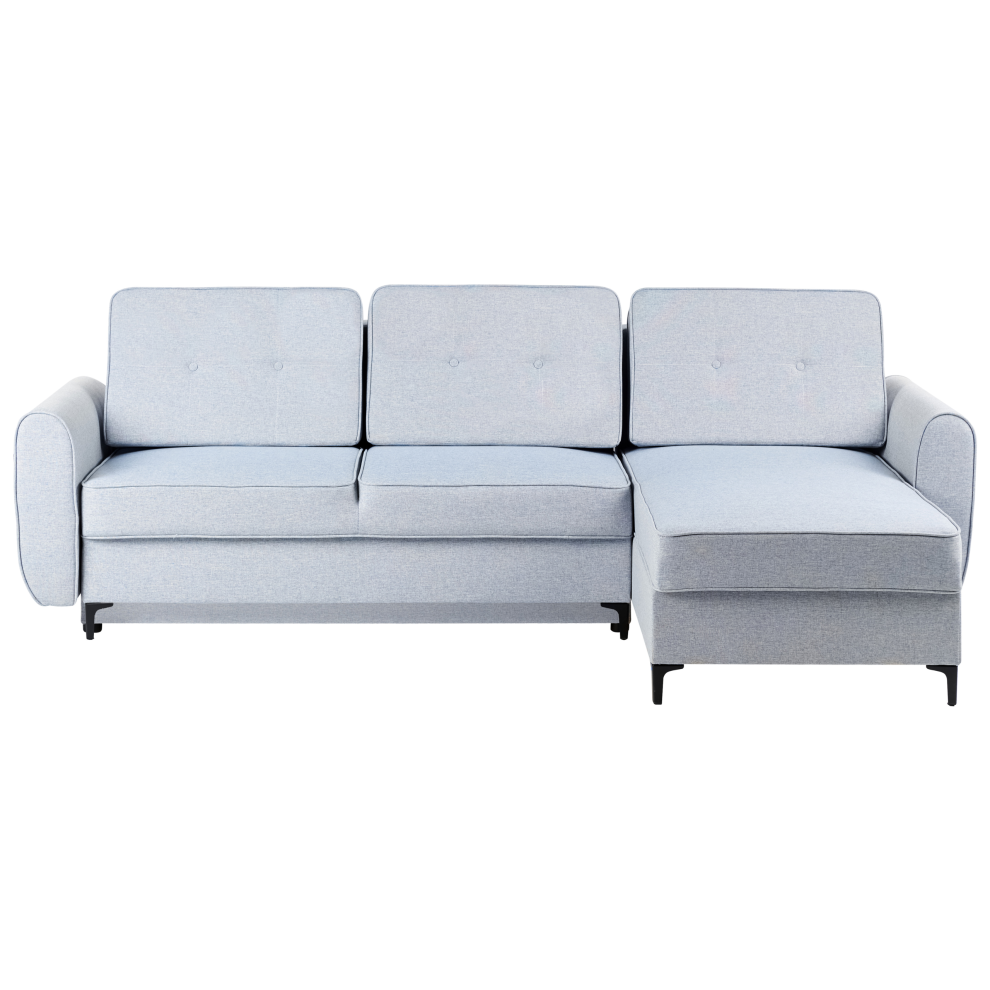 Corner Sofa Bed 3 Seater SIMRIS Fabric Light Blue with Storage Left Hand