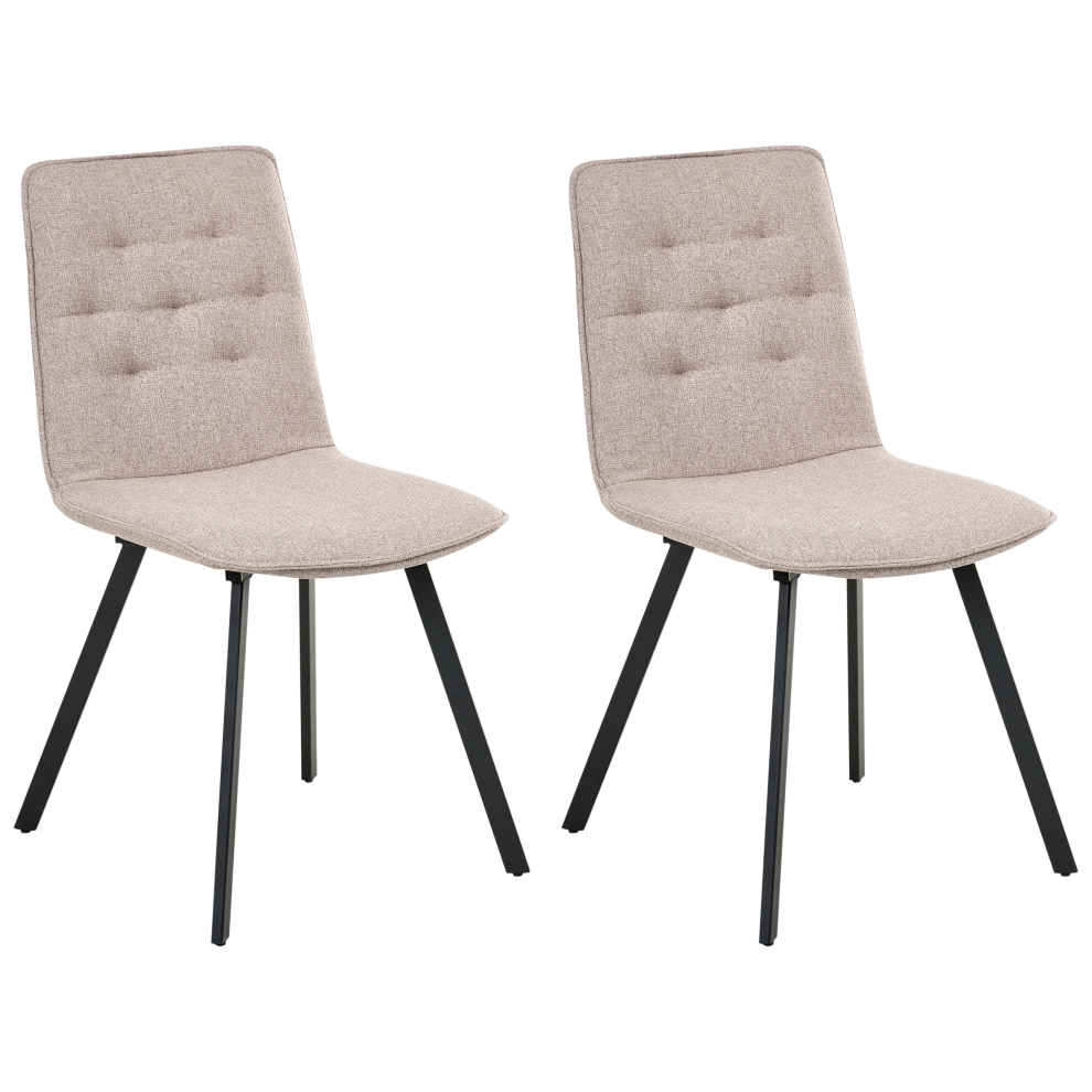 Set of 2 Dining Chairs CARVER Fabric Light Brown