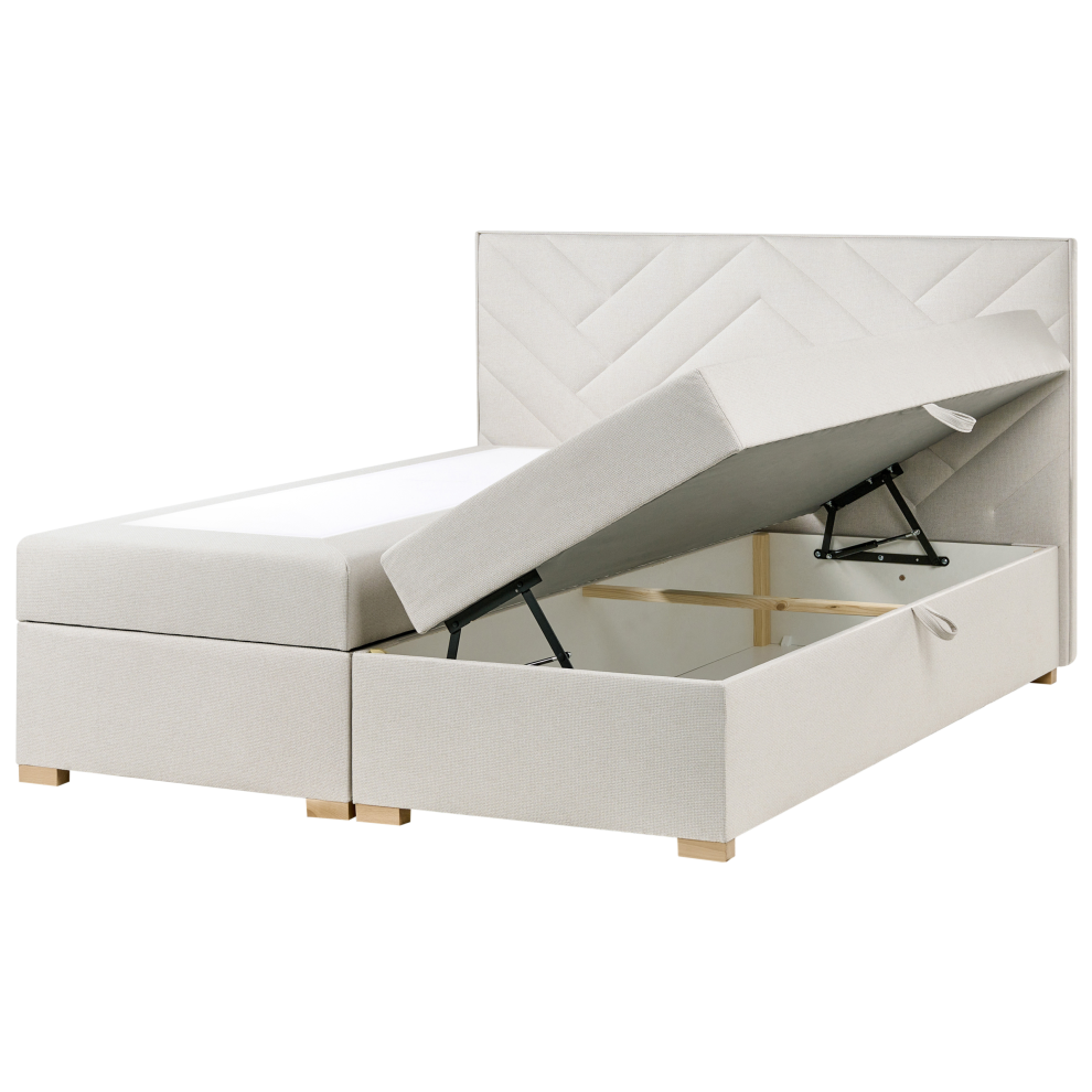 Divan Bed with Storage Fabric ESQUIRE 180 x 200 cm (EU Super King) Off-White