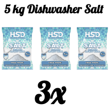 HSD Dishwasher Salt With 5X Power Actions Limescale Protection 5kg Bags [3 Pack]