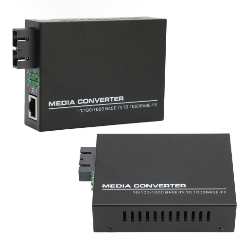 Gigabit Einzelfrequenz Ethernet Media Converter 10/100/1000 Mbps, Schwarz 2