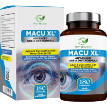Macu XL - Lutein and Zeaxanthin Supplement - 6 Month Supply with Meso Zeaxanthin, Bilberry Extract, Vitamins A, B12 & Zinc, 180 Vegan Capsules