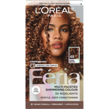 L’Oréal Paris Feria 3X Highlights Honningbrun (65) - multifacetteret skimrende permanent hårfarve, rig karamelbrun