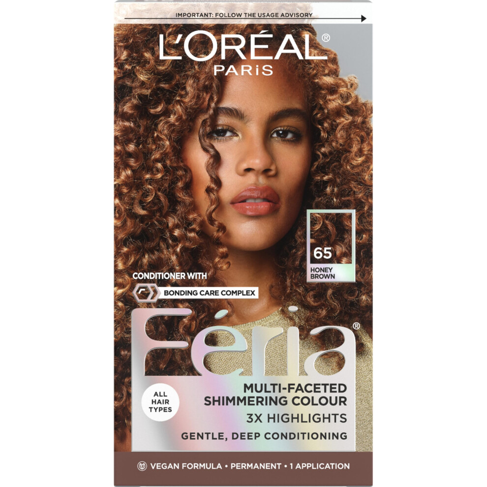 Photos - Hair Dye LOreal ) L'Oreal Paris Feria Multi-Faceted Shimmering Permanent Hair Color 45 French Roas (65 Honey Brown (Rich, 1 Ounce (Pack of 1)