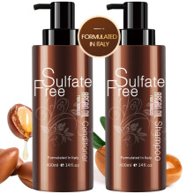 Natural Organic Sulfate Free Moroccan Argan Oil Shampoo and Conditioner Set - Color Safe Treatment  UV Protection  Intense Moisturizing For Dry  Damag