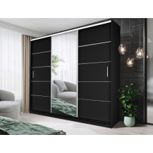 (250 cm, Black) Oslo Sliding Door Wardrobe In 4 sizes and 4 Colors