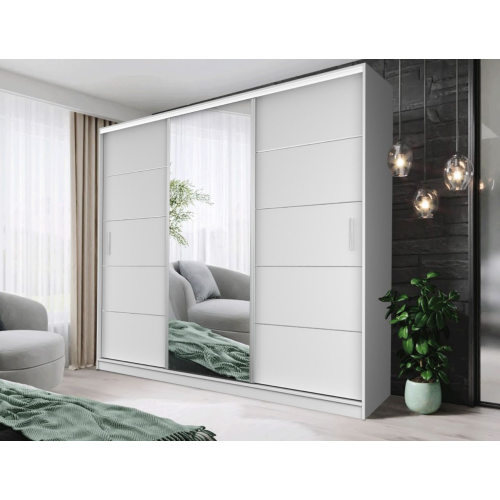 (250 cm, White) Oslo Sliding Door Wardrobe In 4 sizes and 4 Colors