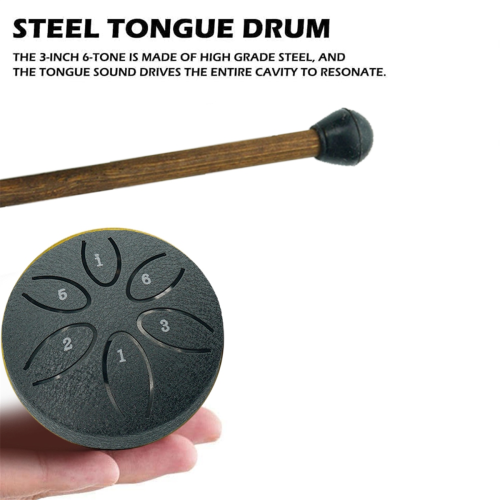 Tambor de chuva para áreas externas, tambor de língua de aço, 6 notas, 3 polegadas, preto 1
