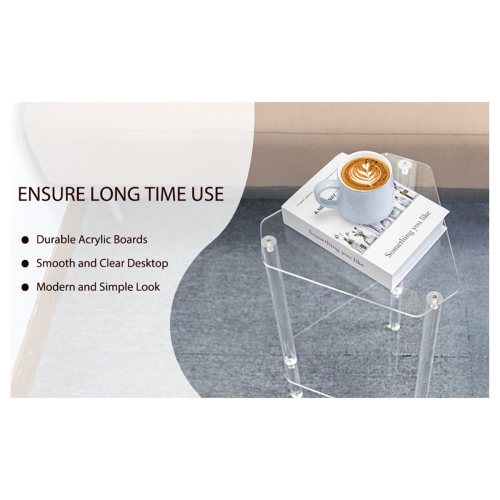 Clear Acrylic End Table, Corner Side Table for Small Spaces 1