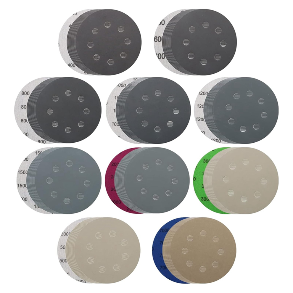 100Pcs Wet Dry Sanding Discs 125Mm,5In 8 Hole Hook And Loop Sandpaper 4853439469032