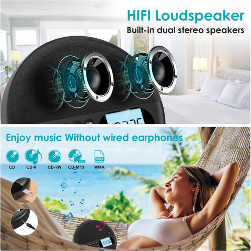 CD Player, Bluetooth CD Player with Speakers Rechargeable CD Player 1