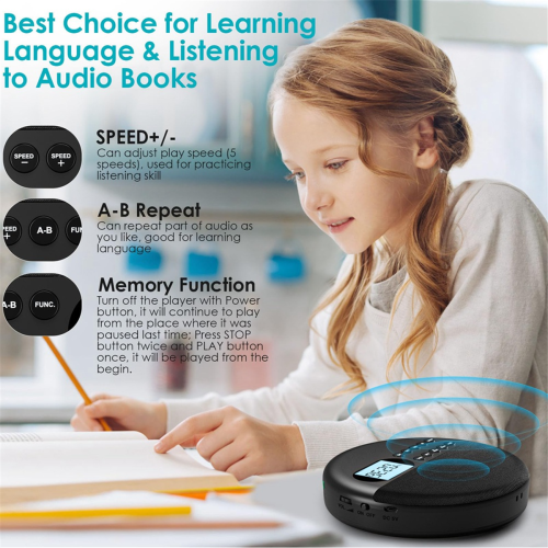 CD Player, Bluetooth CD Player with Speakers Rechargeable CD Player 2