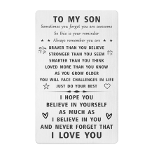 Cadeaus voor mijn zoon, gegraveerde portemonneekaart voor zoon, cadeau-idee met envelop
