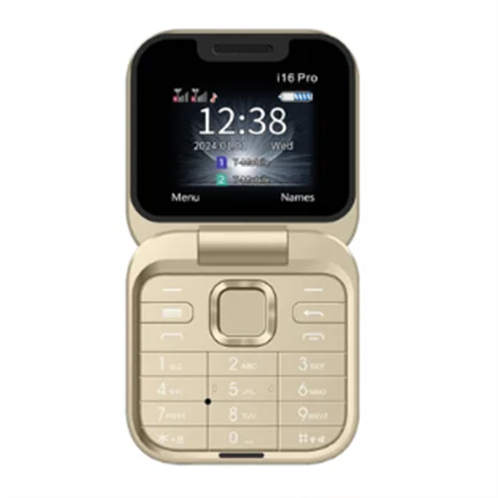 Mini Flip Mobile Phone 2SIM Card Small Display Foldable Phone(Gold)-image-OPC-PJYXKZY-NEW
