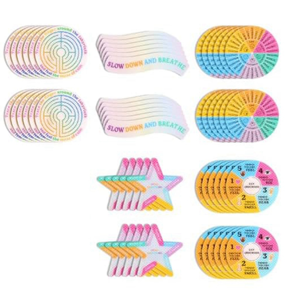 60 Pcs Calm Strips Anxiety Sensory Stickers, 5 Style Calming Strips