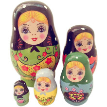 5PCS Russian Nesting Dolls Traditional Wooden