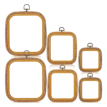 6 Pcs Square Embroidery Hoop Set 3 Sizes Imitated Wood Decorative