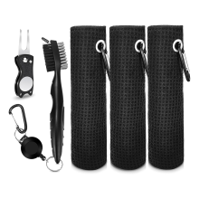 Kit de limpeza de tacos de golfe, 3 toalhas de golfe, escova de limpeza de tacos de golfe