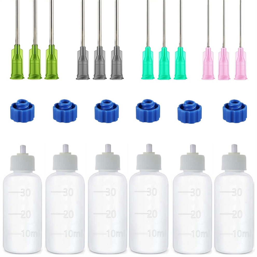 6Pcs Glue Applicator Bottles, 30Ml Plastic Squeezable Dropper Bottles 4851848781165