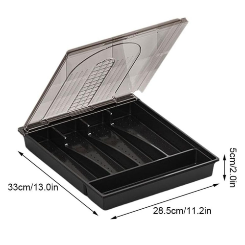 Organizer with Lid,Plastic Cutlery and Flatware Storage Box, B 2