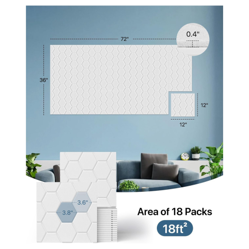 Πακέτο 15 ηχομονωτικών πάνελ τοίχου 12x12x0,4 ιντσών, λευκά 1