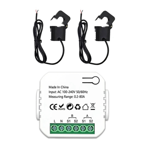 Medidor de energia ZigBee de 2 canais bidirecional com sensor de corrente