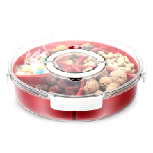 Serveerschaal met verdeelde snacks en dekselgreep, snackvoedselcontainers