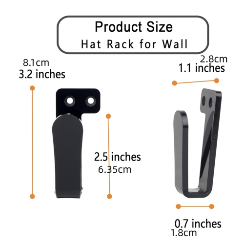 3 Pair Hat Rack Hat Hooks for Wall Hat Holder black 1