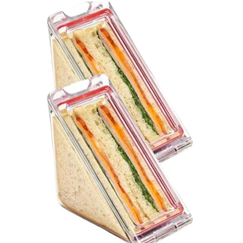 Contenedor triangular para sándwich de plástico transparente, 2 unidades