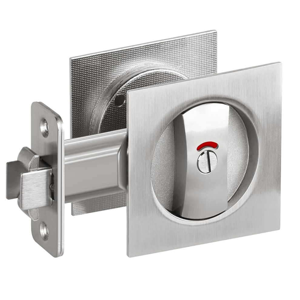 Pocket Door Lock With Indicator Light, Privacy Square Pocket Latch 4854207276999