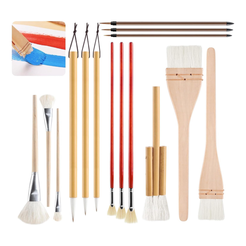 Conjunto de 15 pincéis para esmalte de cerâmica