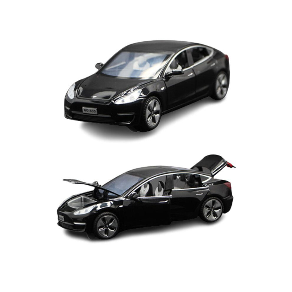 (Black) 132 Tesla Model 3 Alloy Car Diecasts Toy Vehicles Sound Light Cars Pull Back-image-OPC-PJZ25MV-NEW