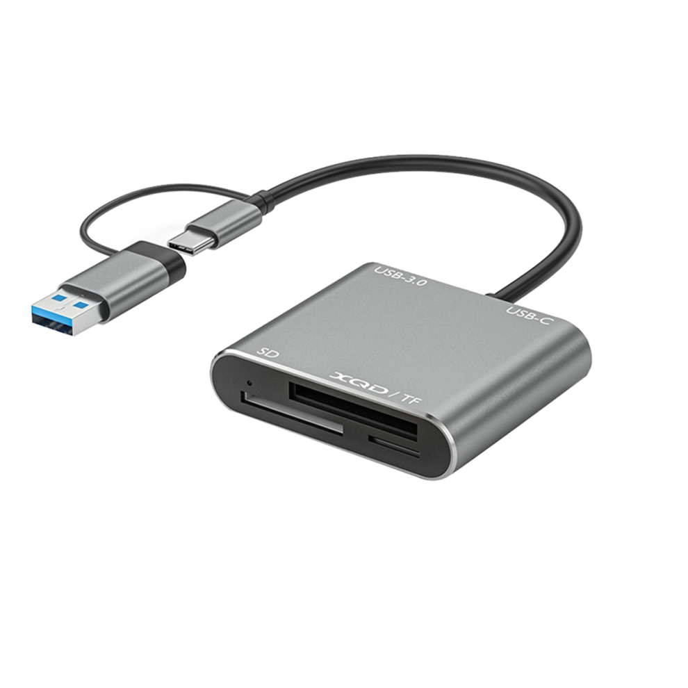5In1 Usb 3.0Memory Card Reader Usb-C To Tf Sd Xqd Card Reader Adapter Gray 4854207254812