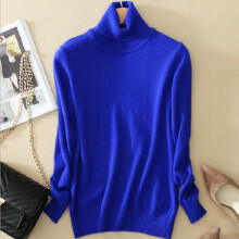 (Royal Blue, L) Womens Slim Winter Sweater Knitted Turtleneck Soft Cashmere Wool Pullover Jumper