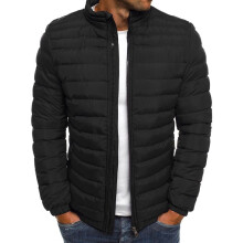 (Black, M) Warm Mens Puffer Bubble Coat Jacket Quilted Padded Lightweight Outwear Winter