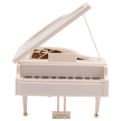 Piano Music Box, White Clockwork Mechanical Musical Boxes 1
