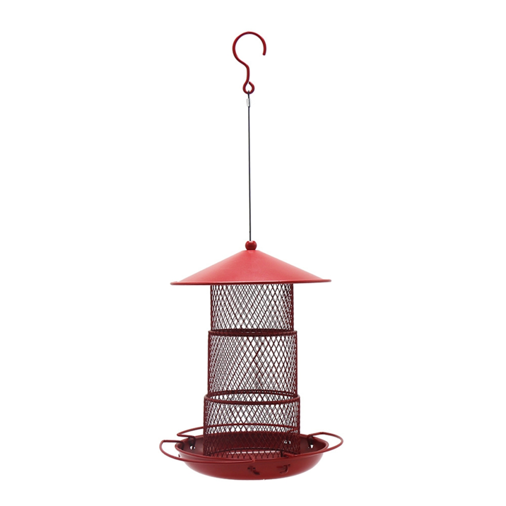Metal Outdoor Bird Feeder Bird Food with Roof Hanging Bird Feeder