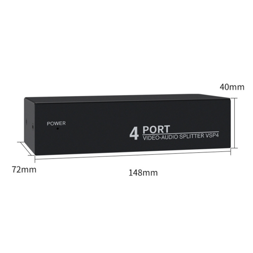4-Way AV Audio Splitter 1 in 4 Out Composite AV Splitter EU Plug